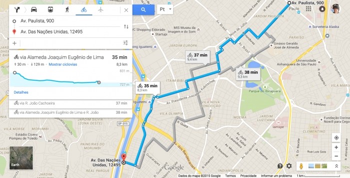 Google discount map bicicleta