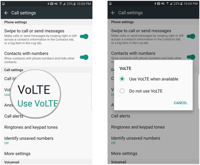Как подключить volte на андроид