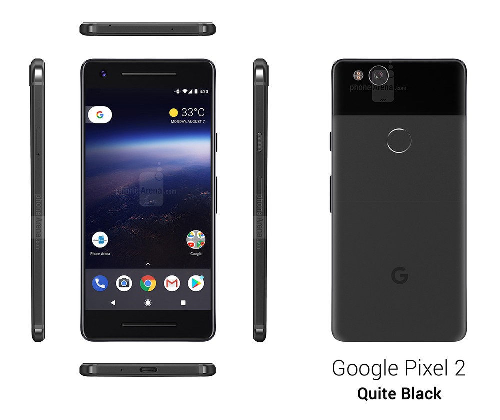 Google Pixel 2 aparece em quatro opções de cores por todos os