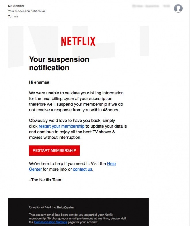 Falsa mensagem da Netflix rouba dados do cartão de crédito. Golpe