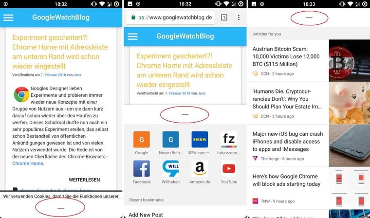 Google App testa barra de pesquisa na parte inferior da tela