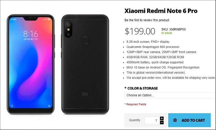 Xiaomi redmi note 6 pro store dual android 8.1 tela 6.26 64gb