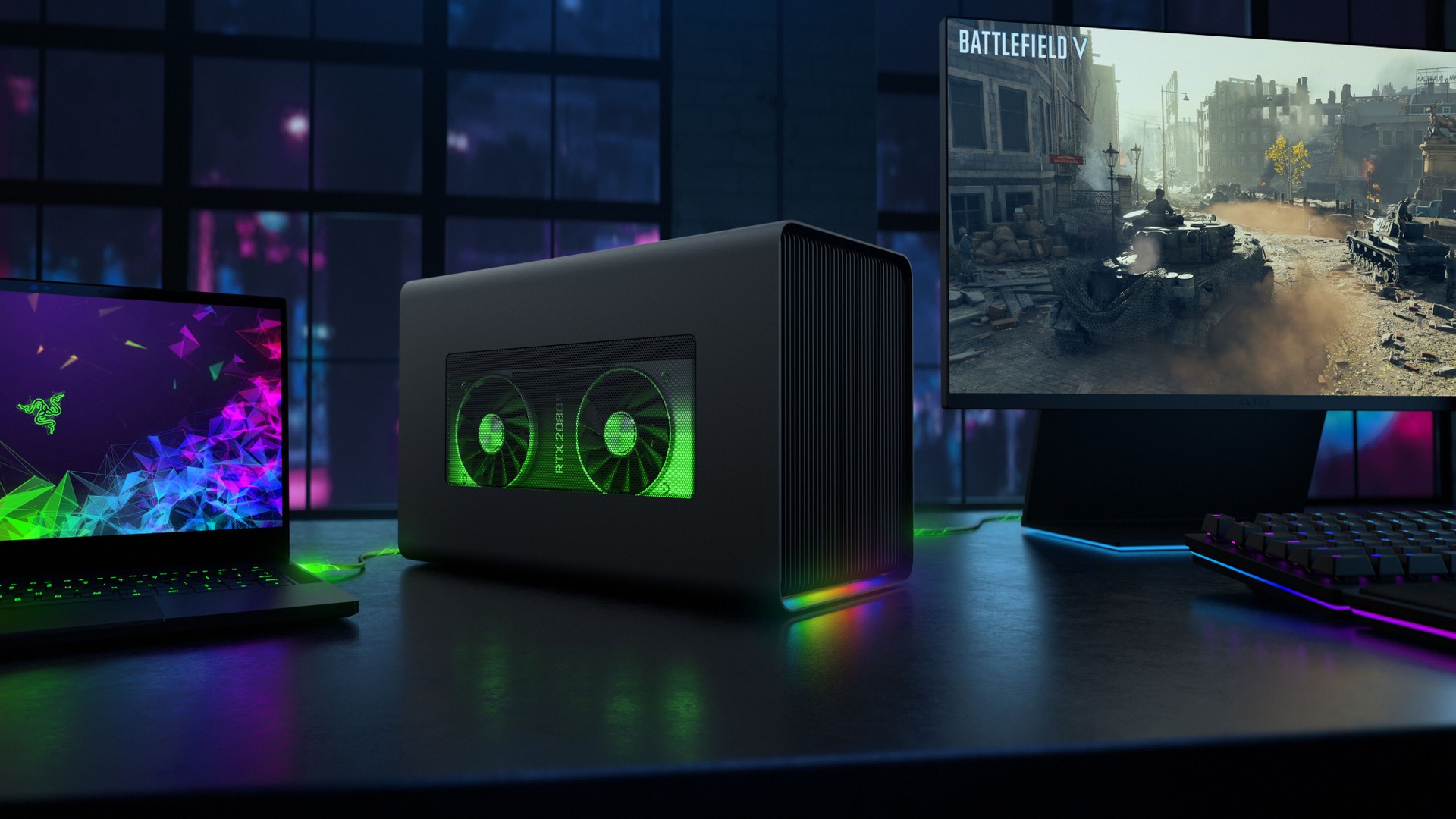 Razer Core X 外部GPU+ Radeon RX480 8GB Razer Core X Chroma Alumínio externo GPU Gabinete (eGPU