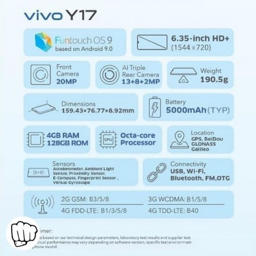 Vivo Y17 é lançado na Índia com bateria de 5.000 mAh e