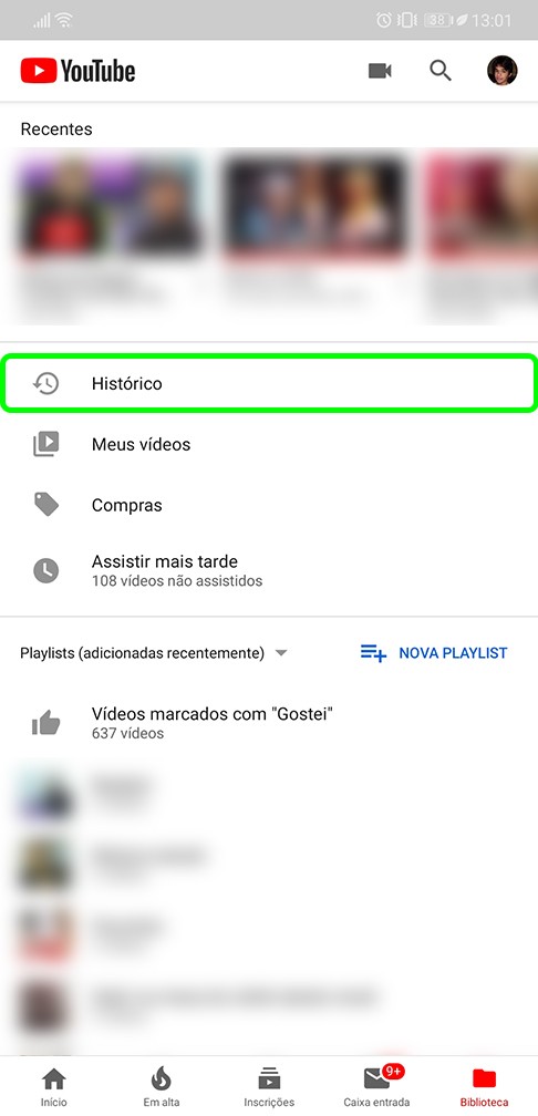 Como evitar que o  salve seu histórico de vídeos vistos