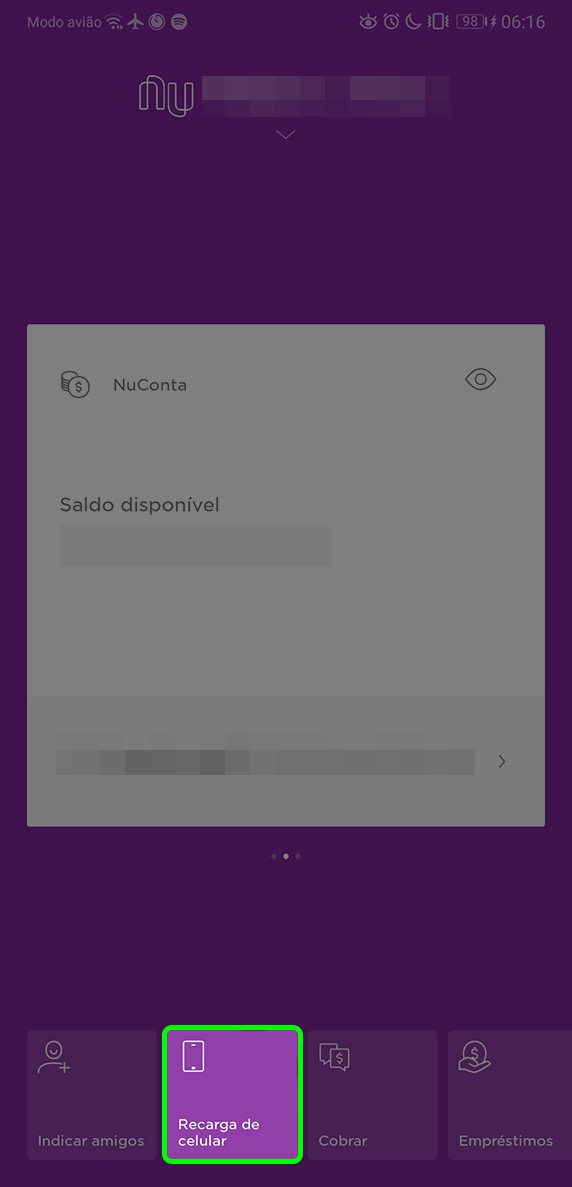 Como fazer recarga de celular pelo Nubank (NuConta)