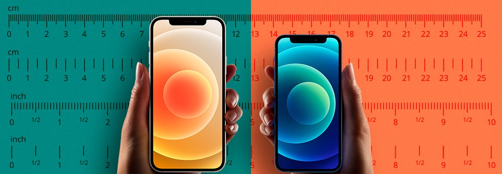 Comparativo em tamanho real: família iPhone 12 contra antecessores