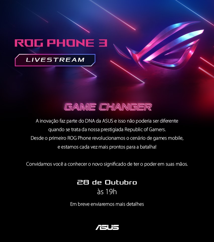 ROG Phone 3 no Brasil! ASUS divulga data de lançamento do celular gamer 