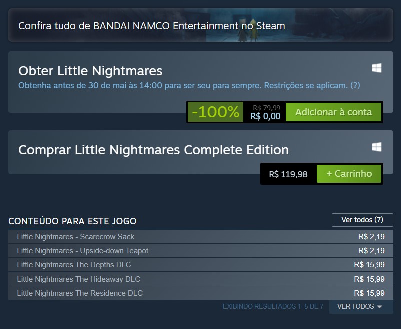 DE GRAÇA: Steam distribui Little Nightmares sem custos até 30 de maio