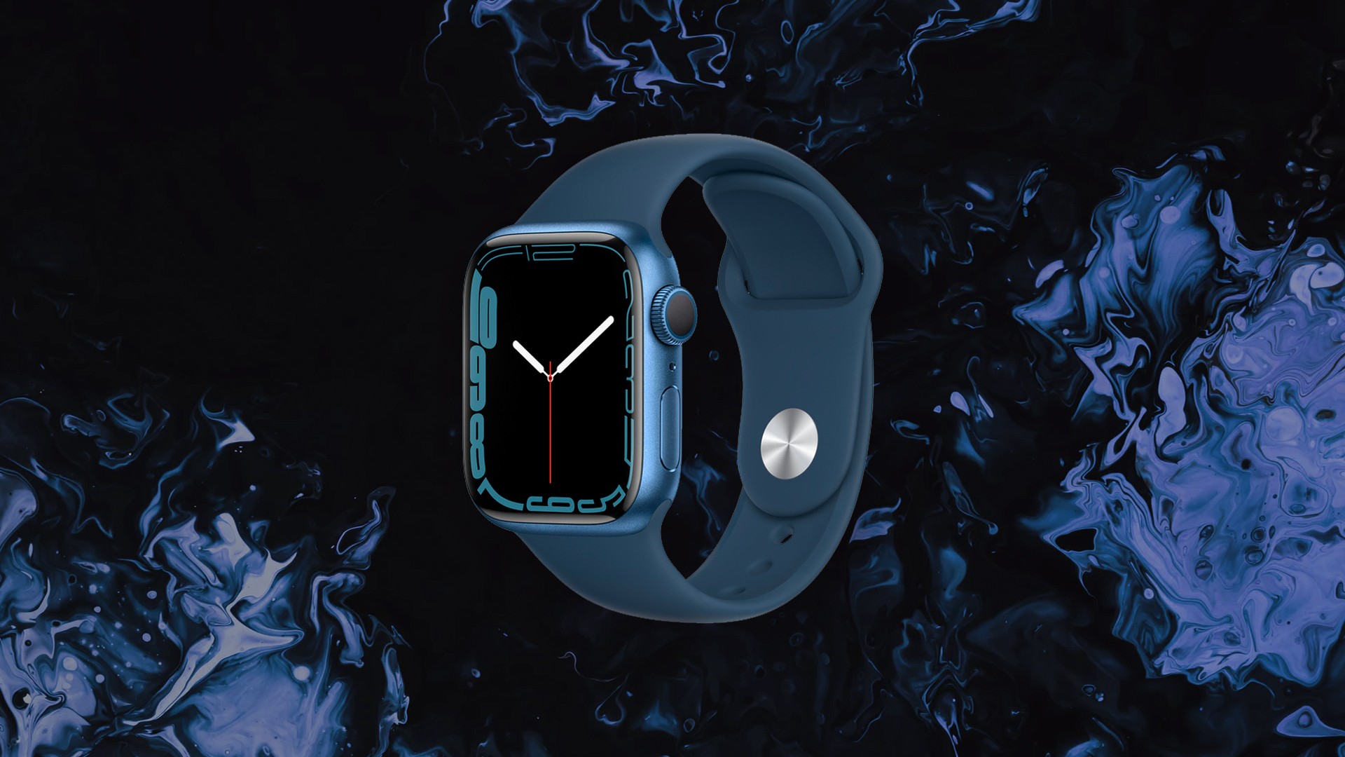 Apple Watch Series 7 (GPS, 45mm) - Caixa de alumínio azul - Pulseira  esportiva azul-abissal