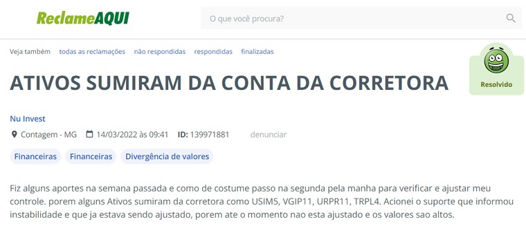 Clientes do Nubank reclamam de 'sumiço' de investimentos na corretora;  instituição diz que problema foi resolvido