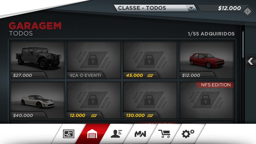 configuração do carro em Need for Speed: Most Wanted