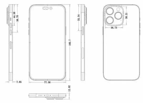 Apple iPhone 12 Mini (14th Gen) Dimensions & Drawings