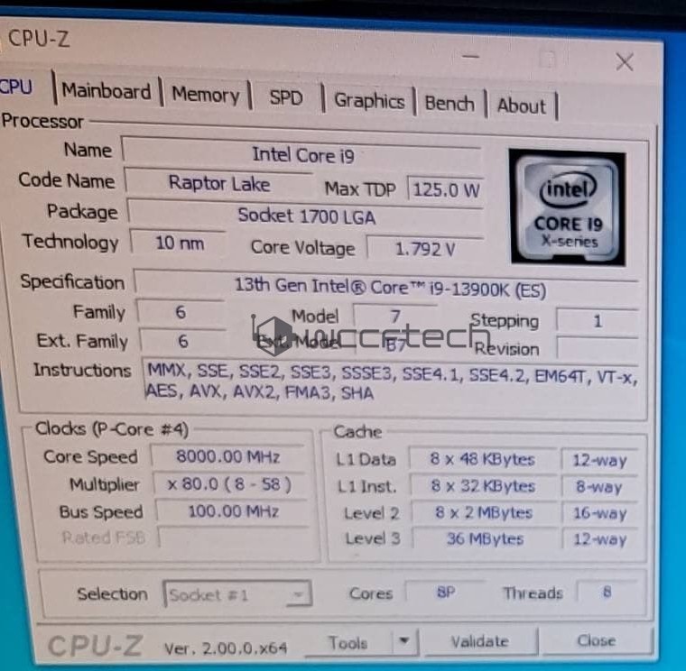 Intel Core i9-13900K atinge 8,0 GHz em overclock com placa
