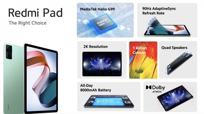 Redmi Pad é anunciado com Helio G99, bateria de 8.000 mAh e