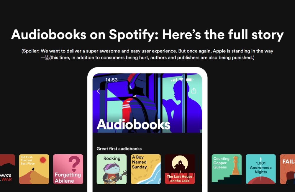 Spotify critica Apple ao ter plataforma de audiolivros rejeitada três vezes  devido às regras da App Store 