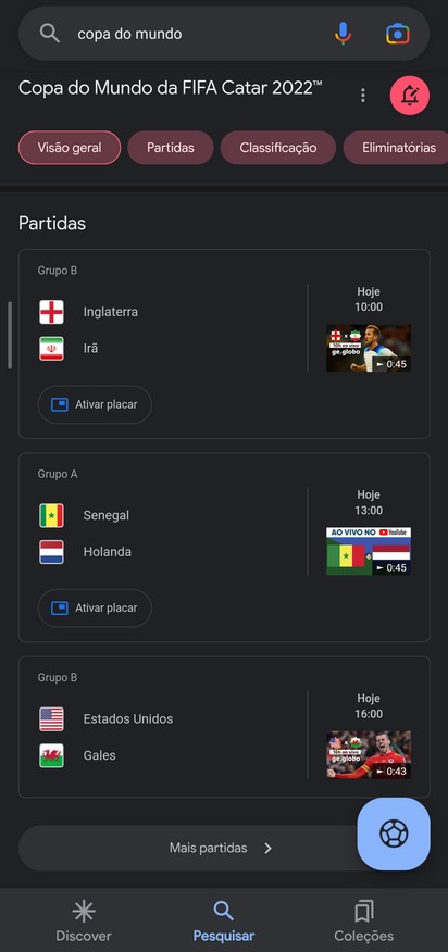Como acompanhar jogos da Copa do Mundo no Google e no Android – Tecnoblog