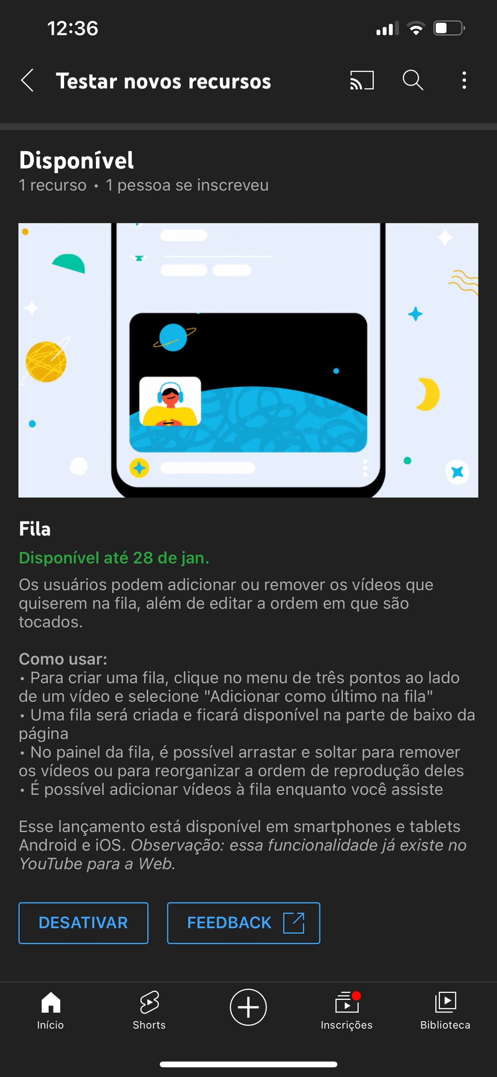 testa Adicionar à fila nos apps para iOS e Android