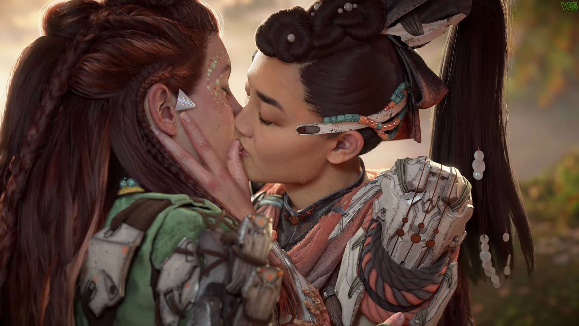 The Horizon Burning Shores DLC is receiving an overwhelming number of negative reviews about Lesbian Kiss