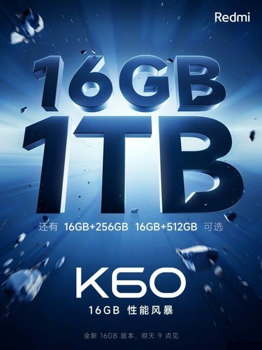 E o POCO F5 Pro? Redmi K60 ganha variante com 16 GB de RAM e 1 TB