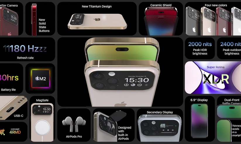 Conceito de iPhone 19 Ultra mostra celular com AirPods embutidos