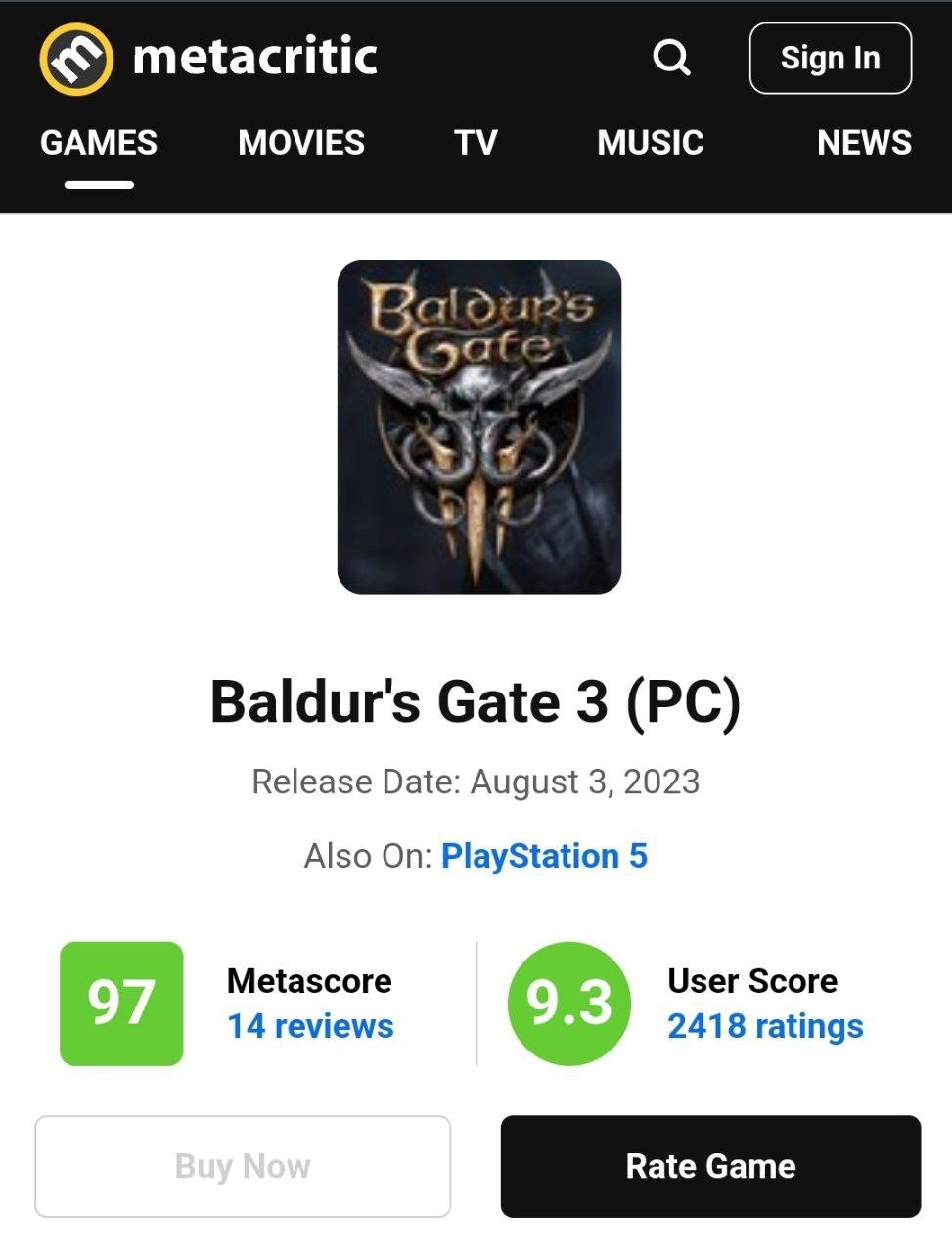 Imbatível! Baldur's Gate 3 se torna o jogo de PS5 com a melhor avaliação no  Metacritic 