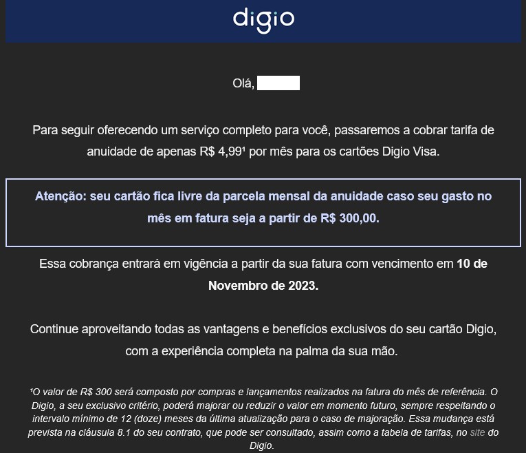 Digio anuncia cobrança de anuidade para cartão de crédito; veja o valor 