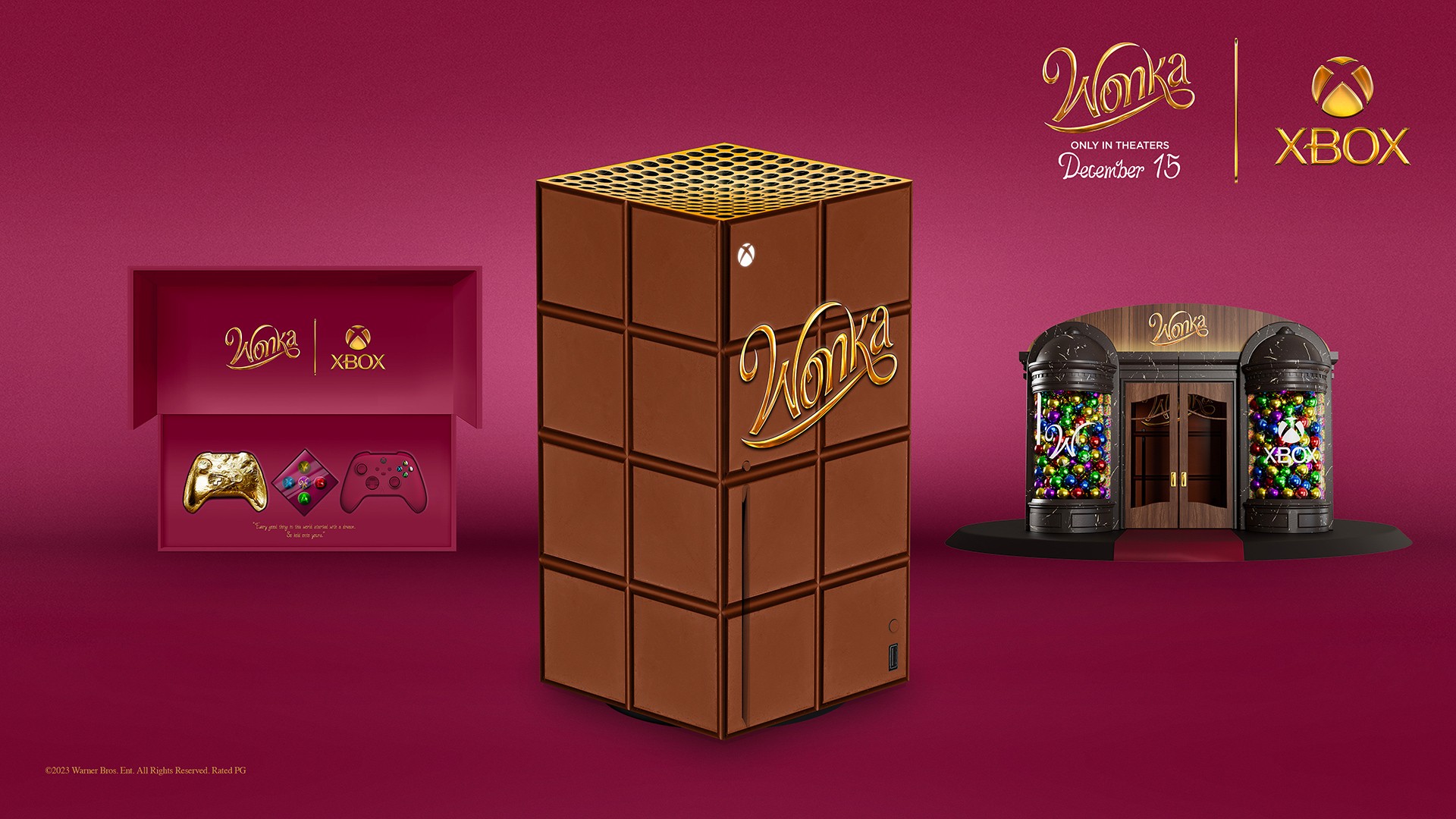 Xbox lan a modelo de series x inspirado no filme wonka com controle