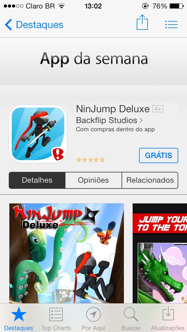 App da Semana na App Store é jogo NinJump Deluxe 