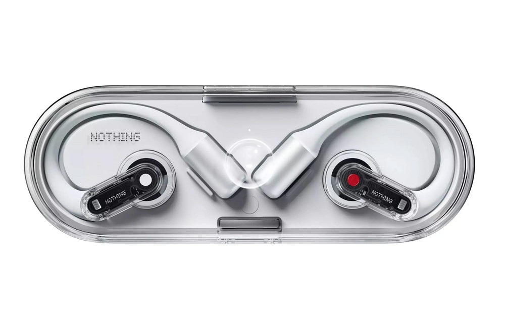 Nothing Ear (open) 右欠品 Fones Nothing Ear (Open) têm imagens vazadas com design