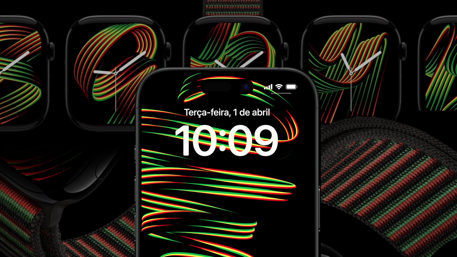 Apple lança coleção Black Unity com pulseira, watch face e papel de parede para iPhone e iPad