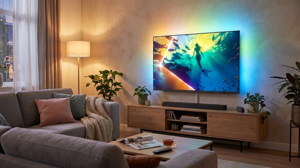 Cinema em casa por menos! Smart TV Philips Ambilight 50" 4K + Soundbar TAB4000 com descontão