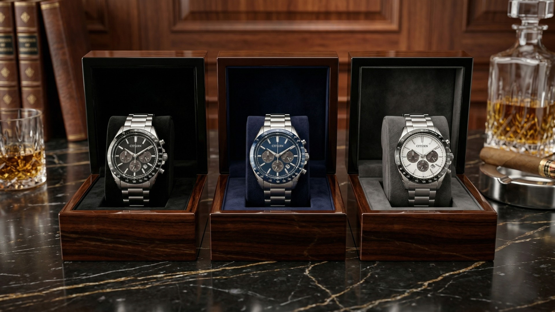 Citizen revela novos cronógrafos Eco-Drive em metal com vidro de