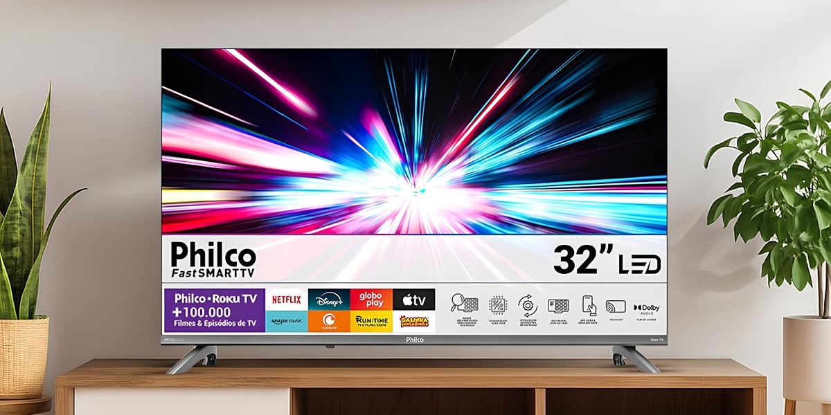 Smart TV Philco PTV32CRB une tamanho compacto, Roku OS e valor mais barato