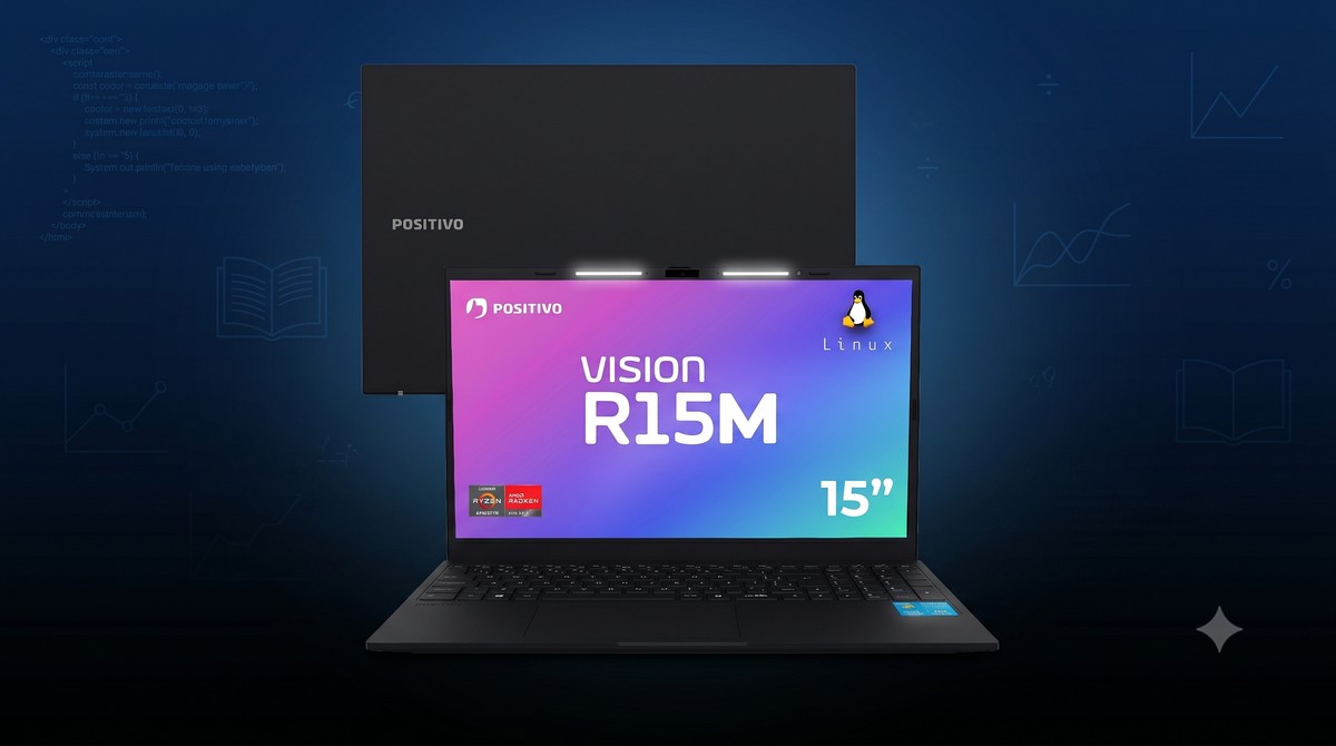 Positivo R15M: notebook com tela extra, Ryzen 7 e LED para reuniões por menos de R$ 2.800