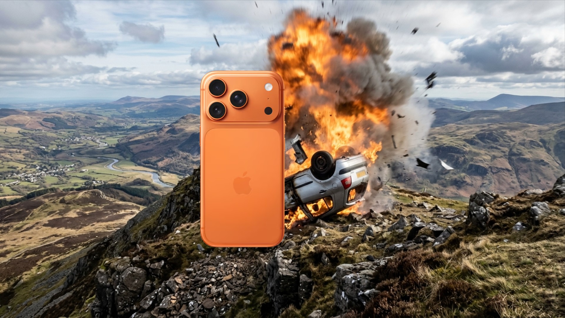 iPhone salva vida de motorista após acidente com explosão de carro em montanha