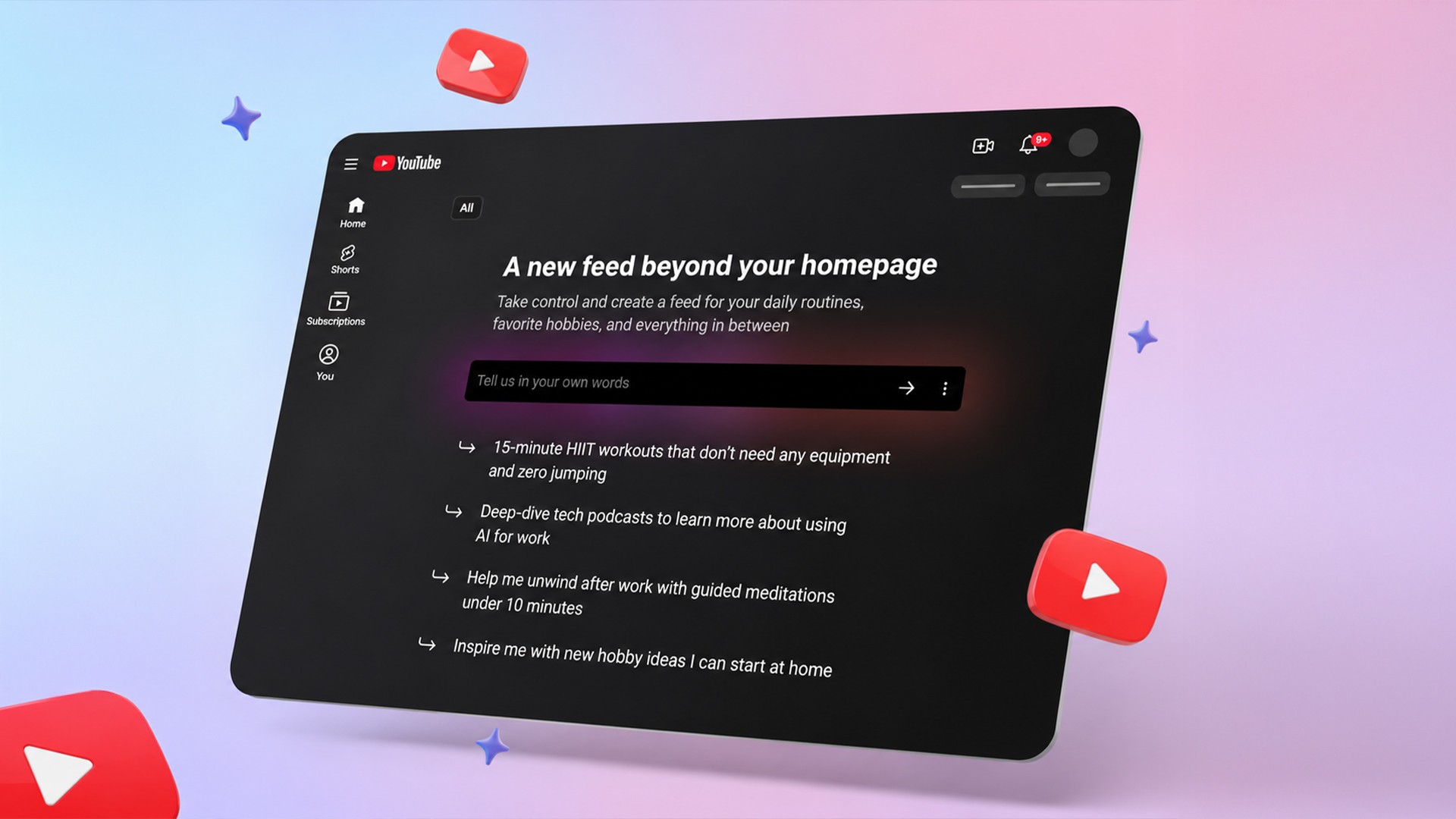 A seu gosto: YouTube lança botão para gerar feeds personalizados de vídeo