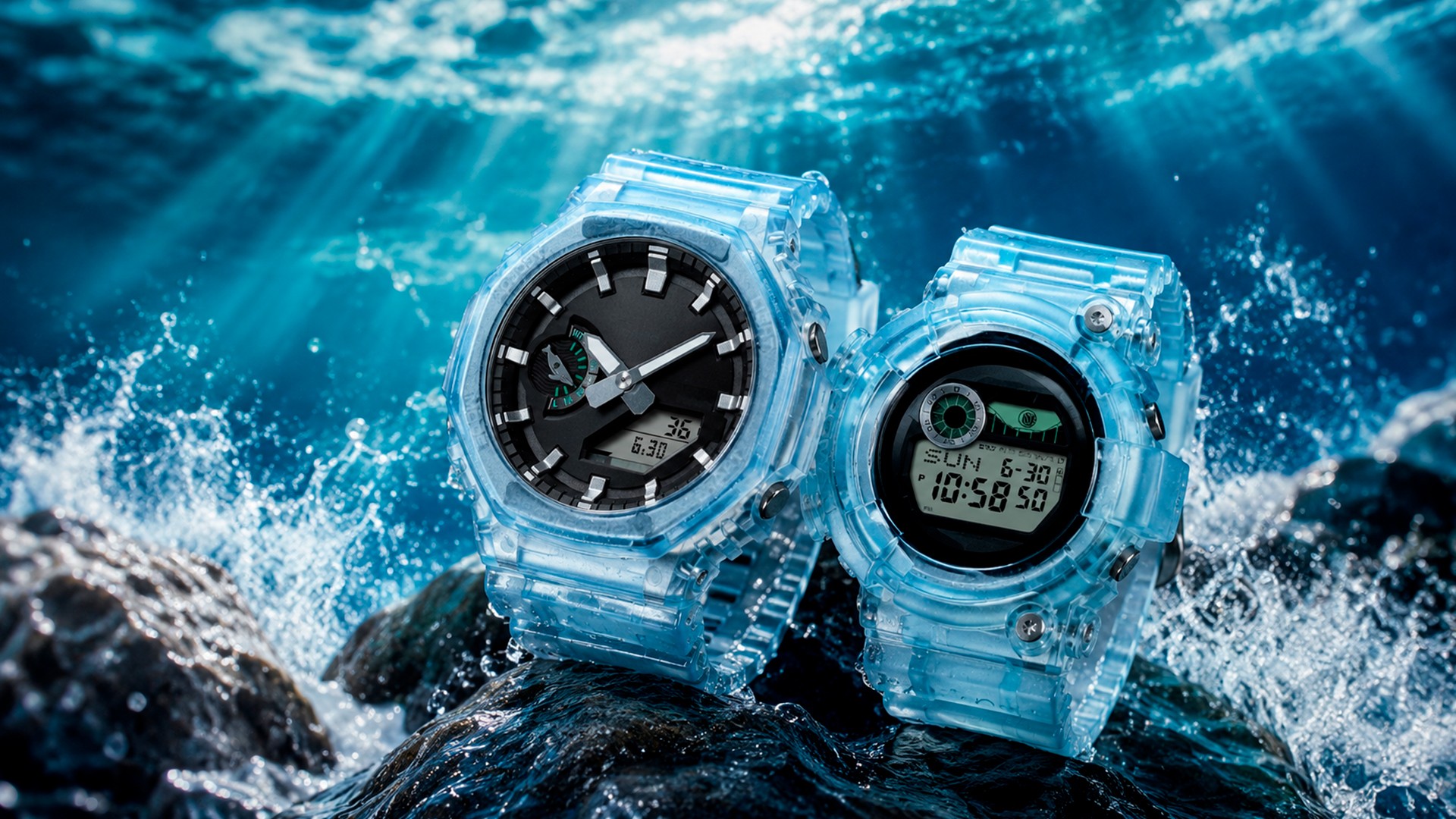 Casio lança G-Shock Frogman e CasiOak com visual transparente e foco em mergulhadores