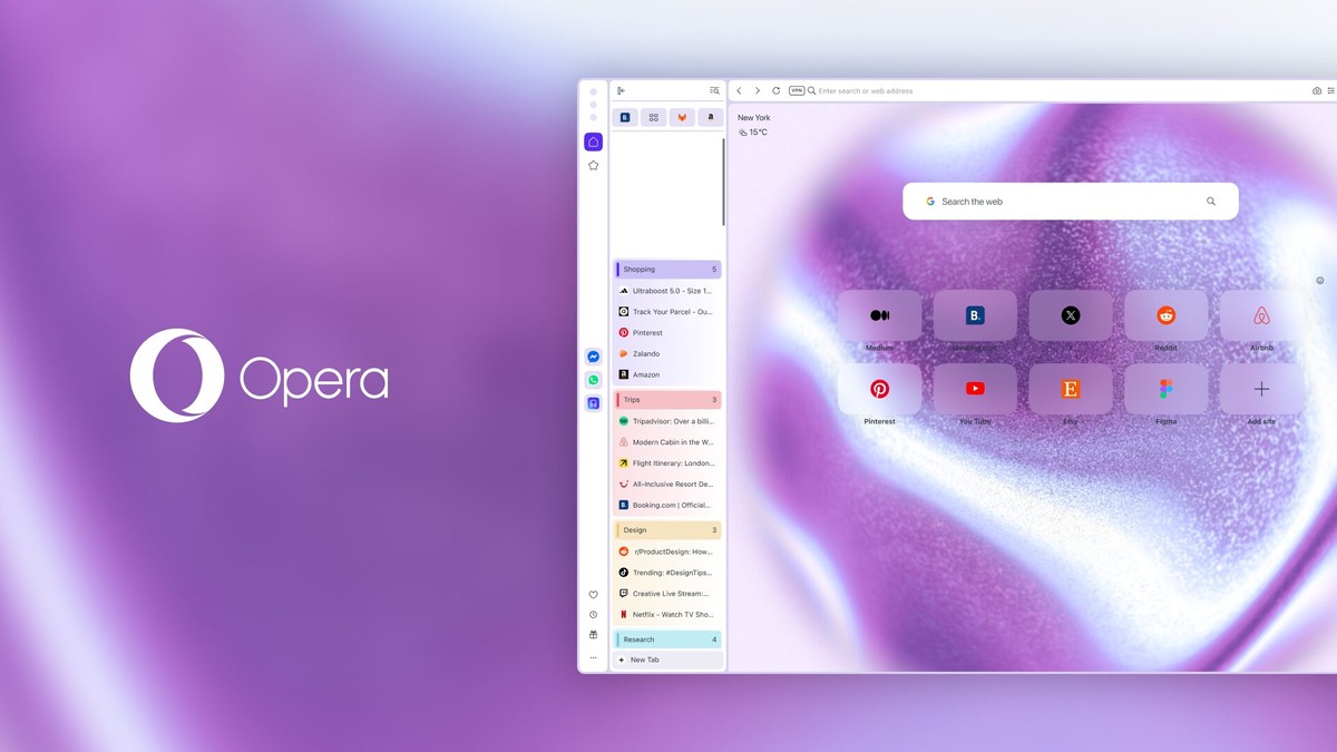 Opera One é atualizado com opção de abas verticais e integração com o Google Lens