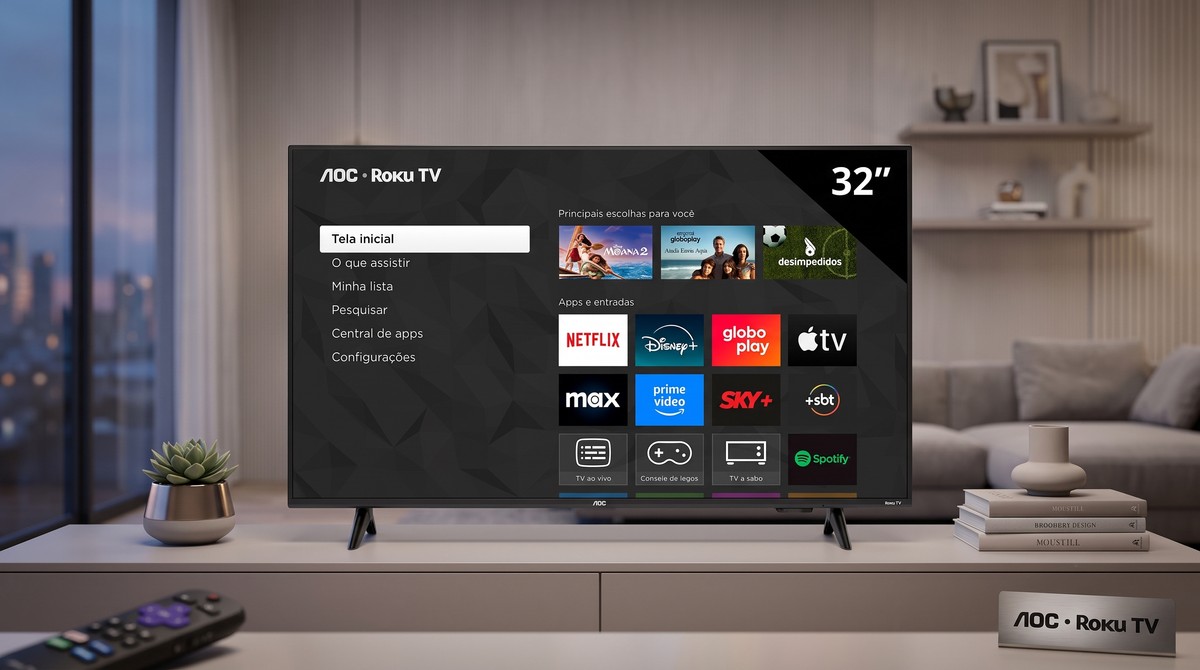 Smart TV compacta por menos de R$ 900: AOC de 32" com Roku embarcado em oferta hoje
