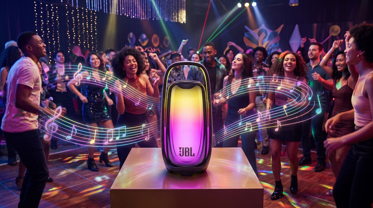 JBL Pulse 6 estreia com alça iluminada, proteção IP68 e som otimizado por IA; veja o preço