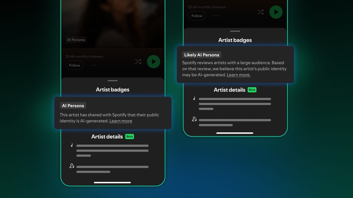 Xô, IA: Spotify bloqueia recomendações de artistas sintéticos e cria novo marcador visual