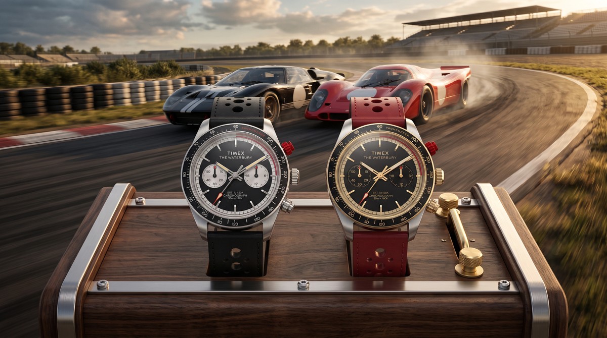 Visual de velocímetro: Timex lança relógios com detalhes em vermelho e couro perfurado