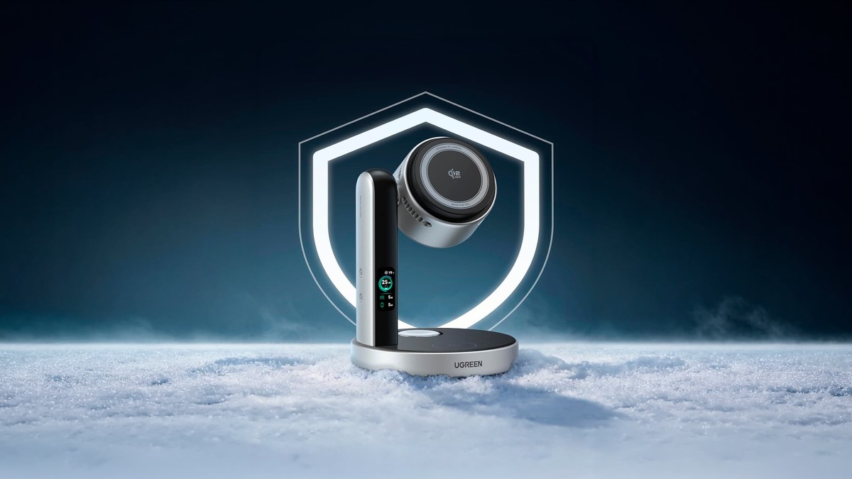 UGREEN lança carregador 3 em 1 com QI2.2 de 25 W, tela inteligente e preço agressivo