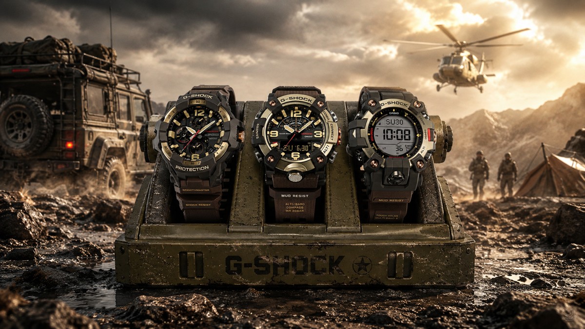 G-Shock em dose tripla: Casio lança relógios com visual militar e durabilidade extrema