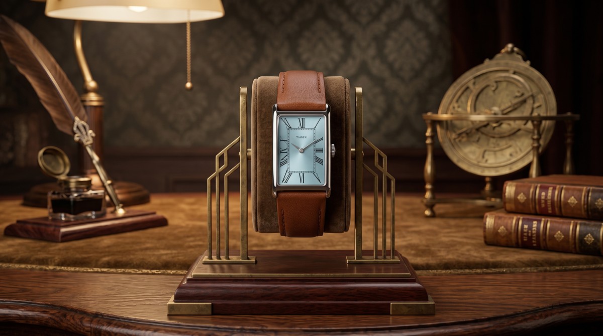 Timex resgata relógio retangular de 1976 em nova versão com mostrador azul