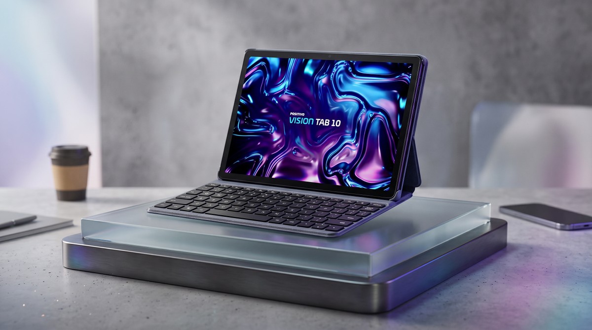 Quase um notebook: Positivo Vision Tab 10 com capa teclado por menos de R$ 1 mil