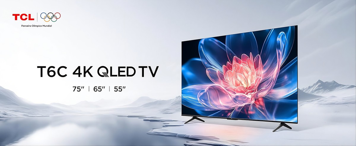 Lançamento no Brasil, Smart TV QLED TCL T6C de 55" entra em oferta com superdesconto