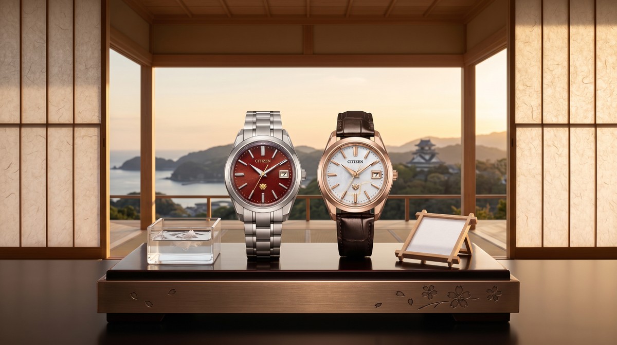 Citizen lança relógios de luxo com papel artesanal japonês no mostrador, titânio e Eco-Drive