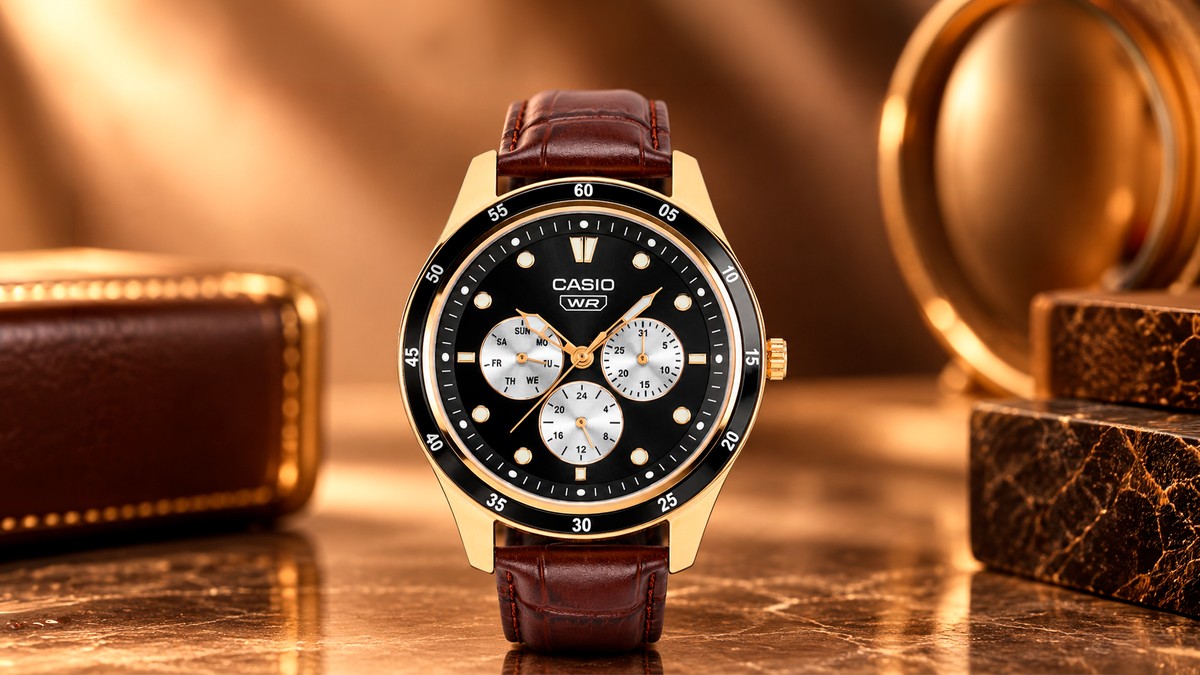 Casio lança relógio de couro com detalhes em ouro rosa por preço inacreditável